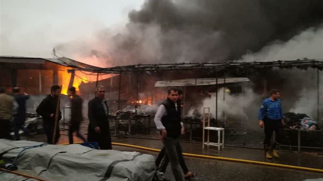 حريق في سوق شعبي باربيل 